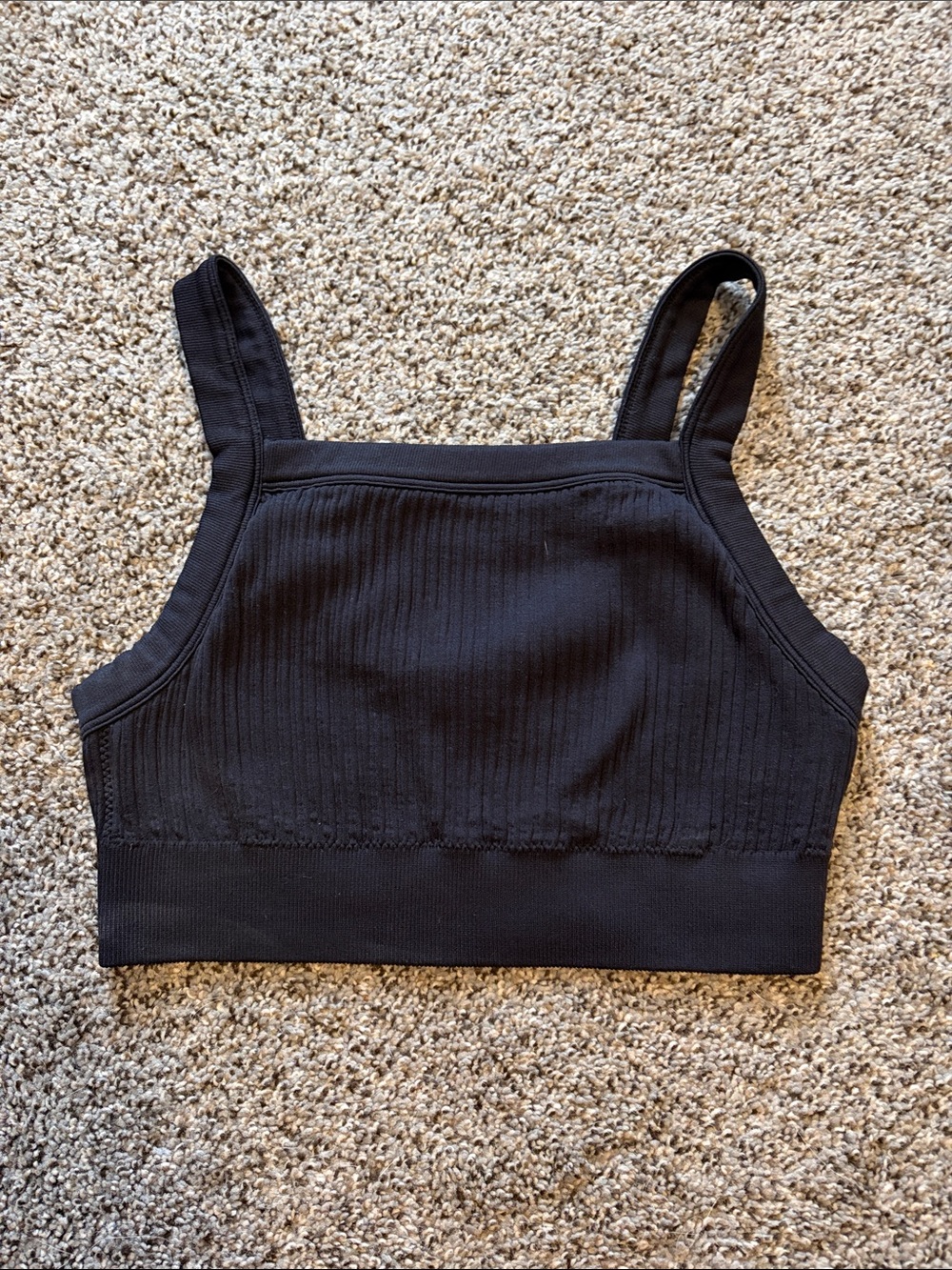 aerie Black Ribbed Cropped Tank Top